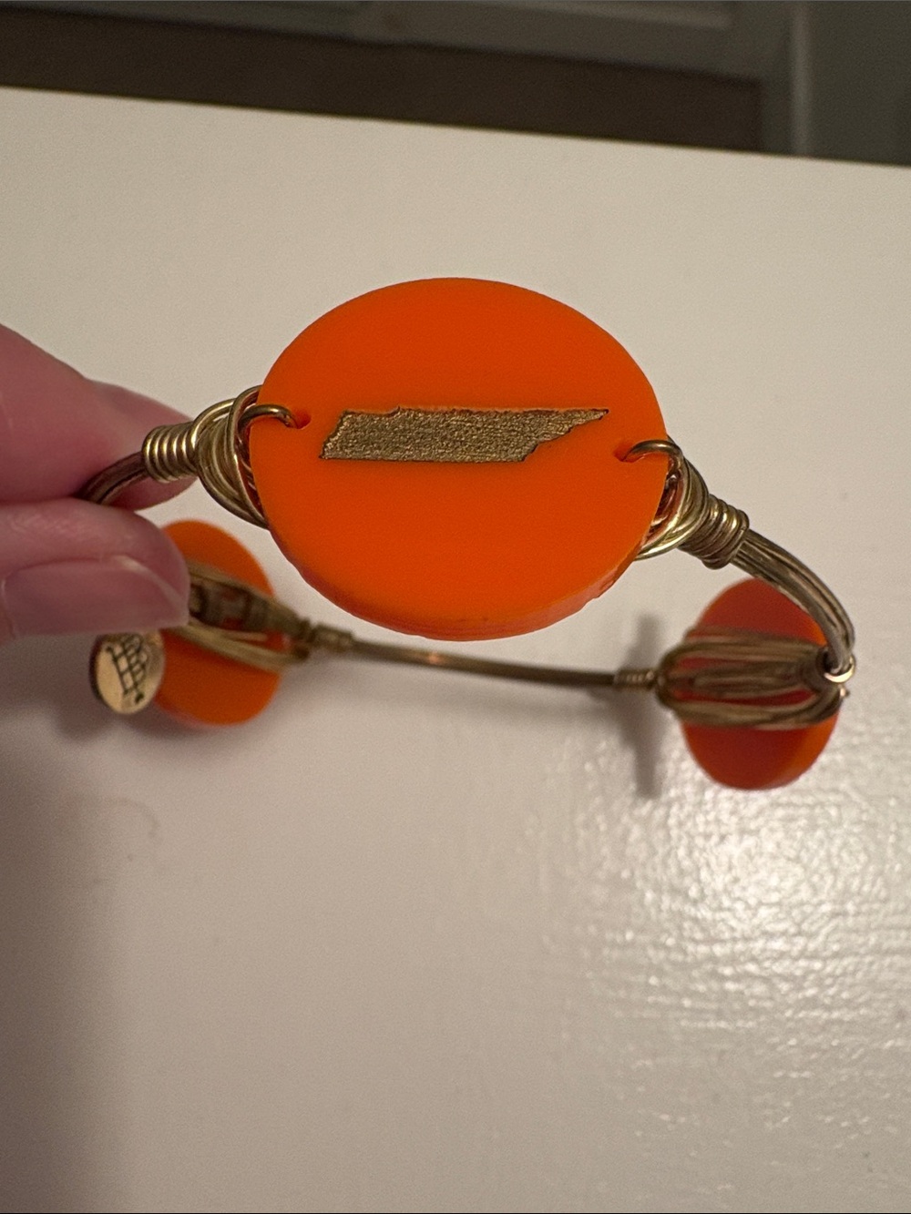 Bourbon & Bowties Tennessee Orange Gold Accent Bangle Bracelet